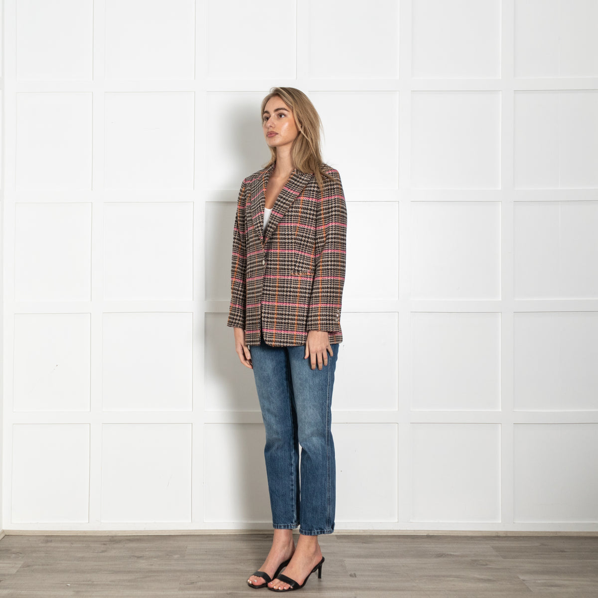 Vilagallo Pink & Brown Tweed Wool Mix Jacket