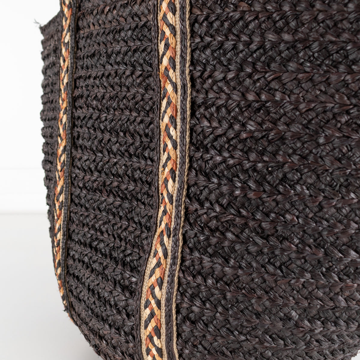 Sans Arcidet Chocolate Brown Woven Straw Tote Bag With Braided Handles