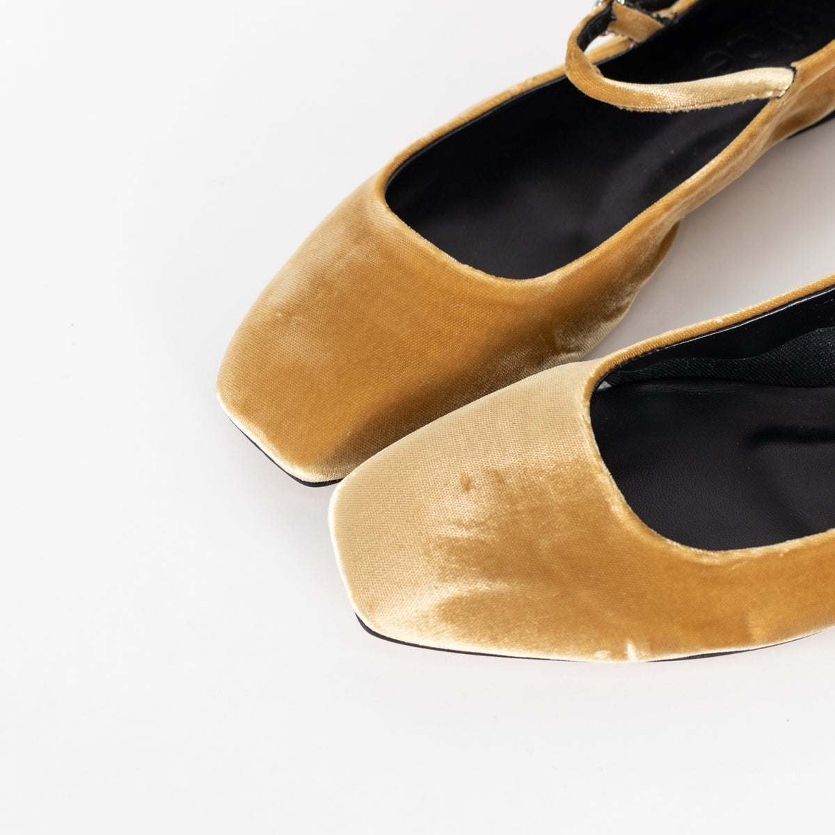 Aeyde Gold Velvet Ballet Shoes