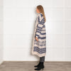 Hale Bob Blue And White Fringed Long Cardigan