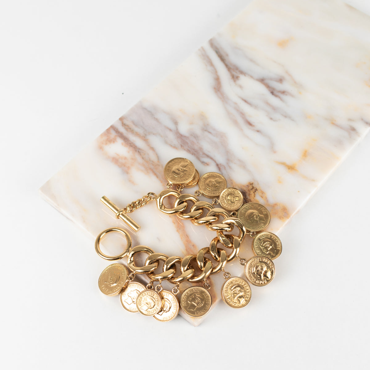 Chanel Gold Coco Mark Coin Motif Bracelet