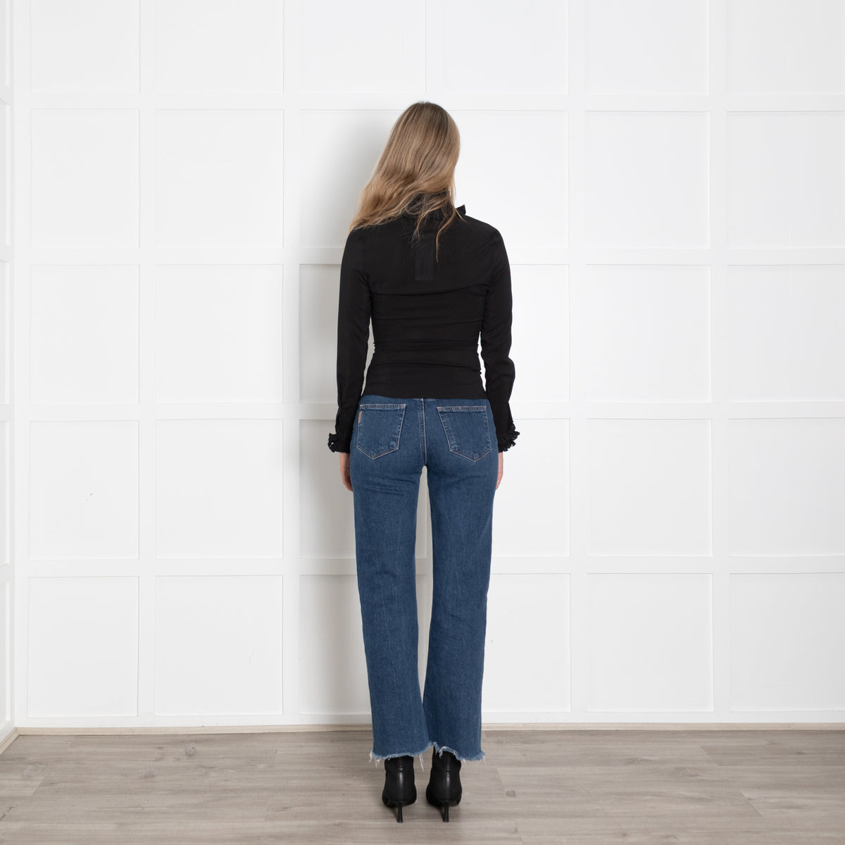 Aavelle Black Ruffle Blouse