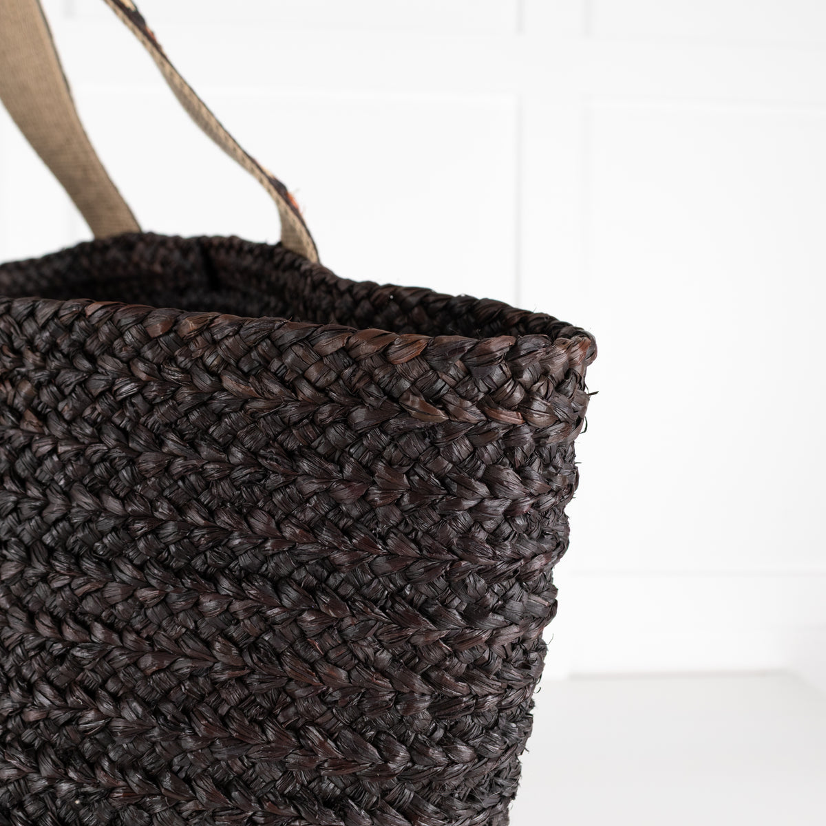 Sans Arcidet Chocolate Brown Woven Straw Tote Bag With Braided Handles