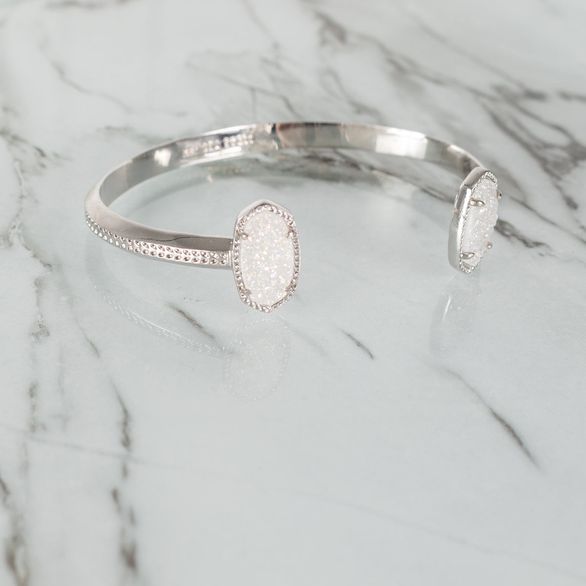 Kendra Scott Silver Elton Cuff Bracelet With White Accents