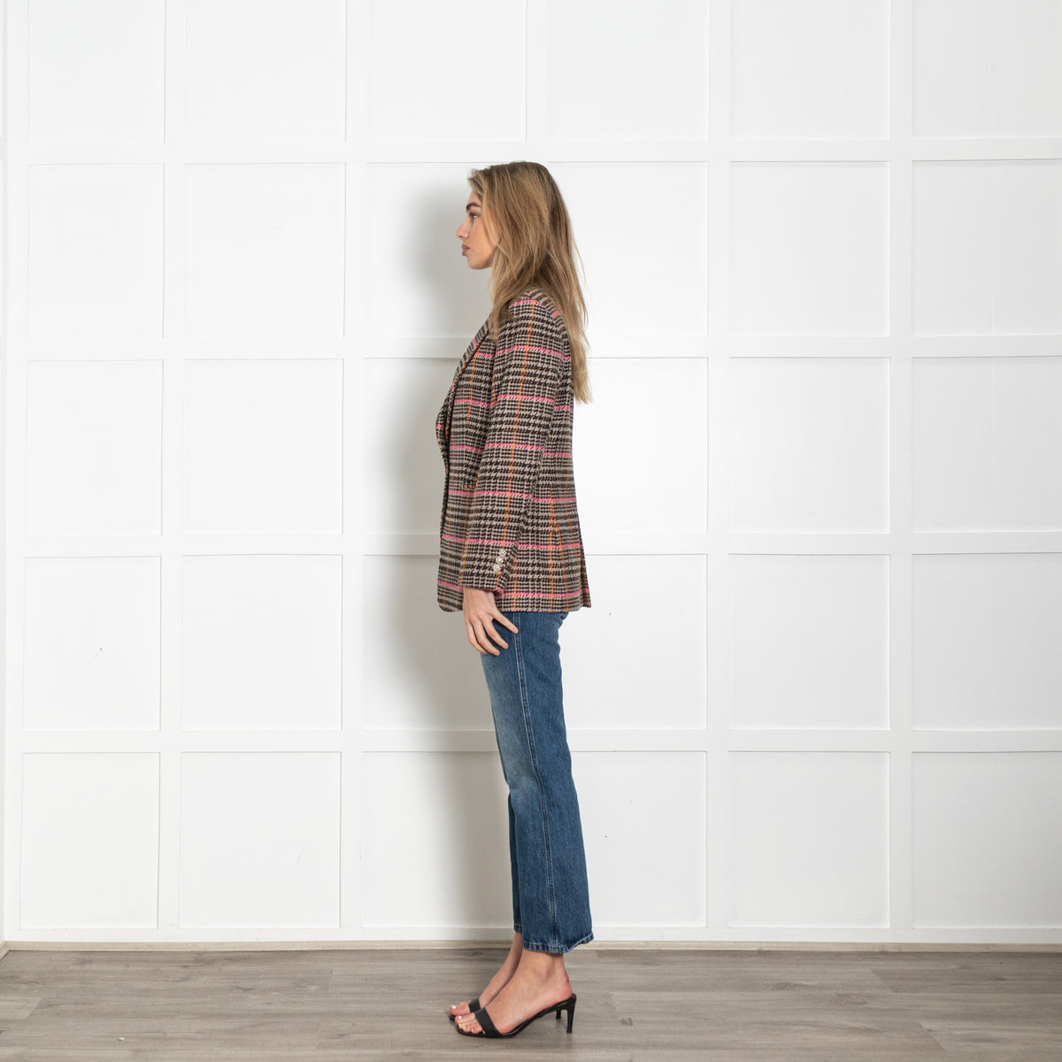 Vilagallo Pink & Brown Tweed Wool Mix Jacket