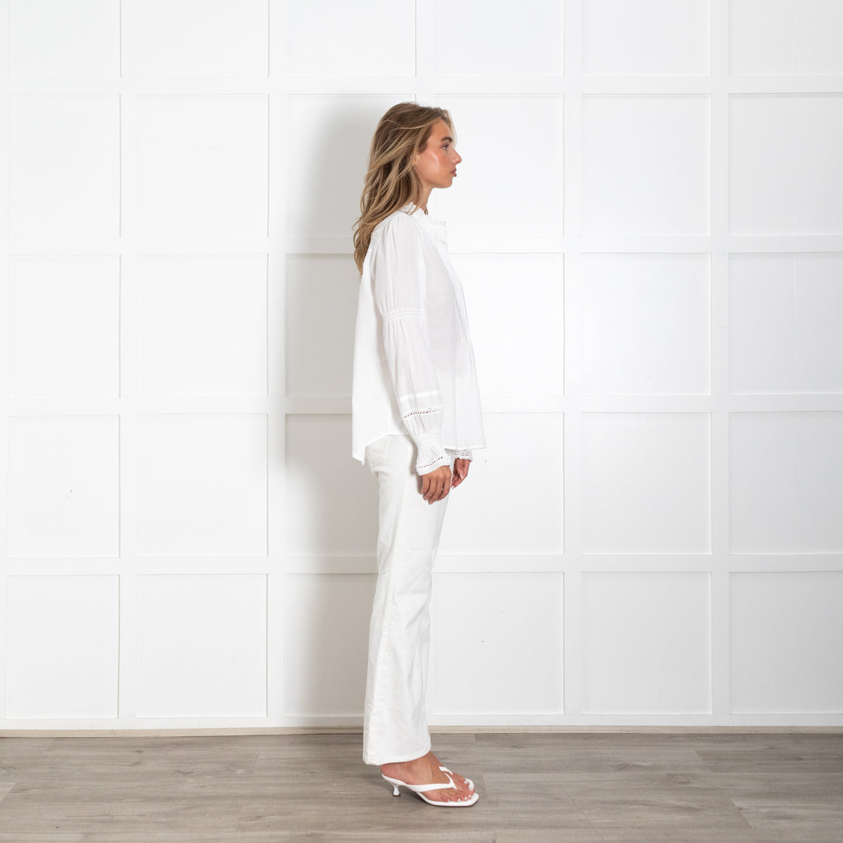 Me + Em White Shirt With Frill Neck