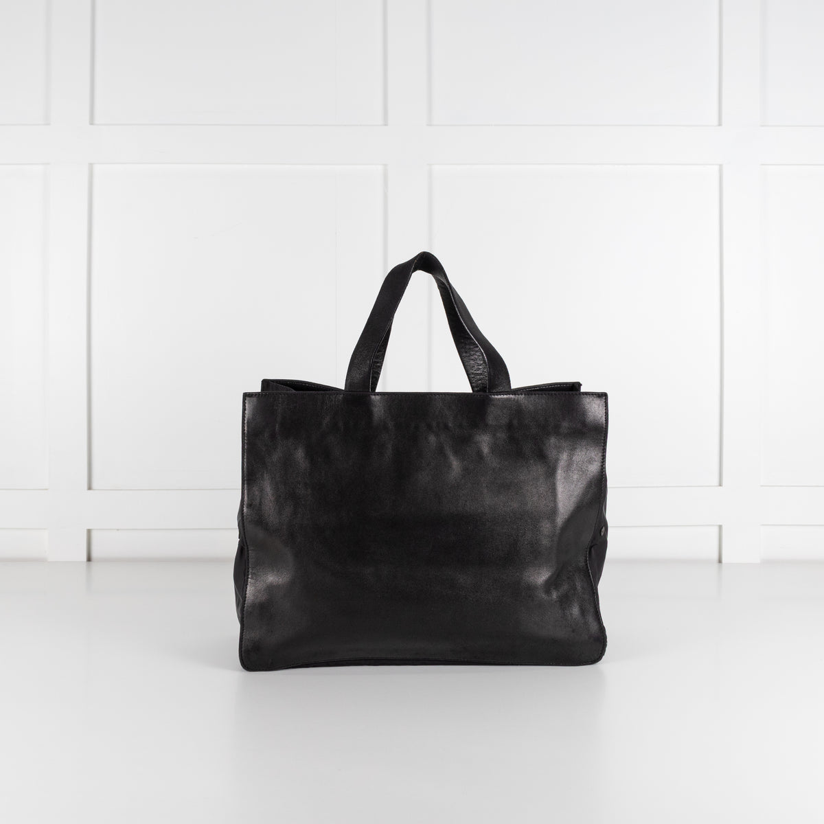 Jil Sander Black Leather Nylon Tote Bag