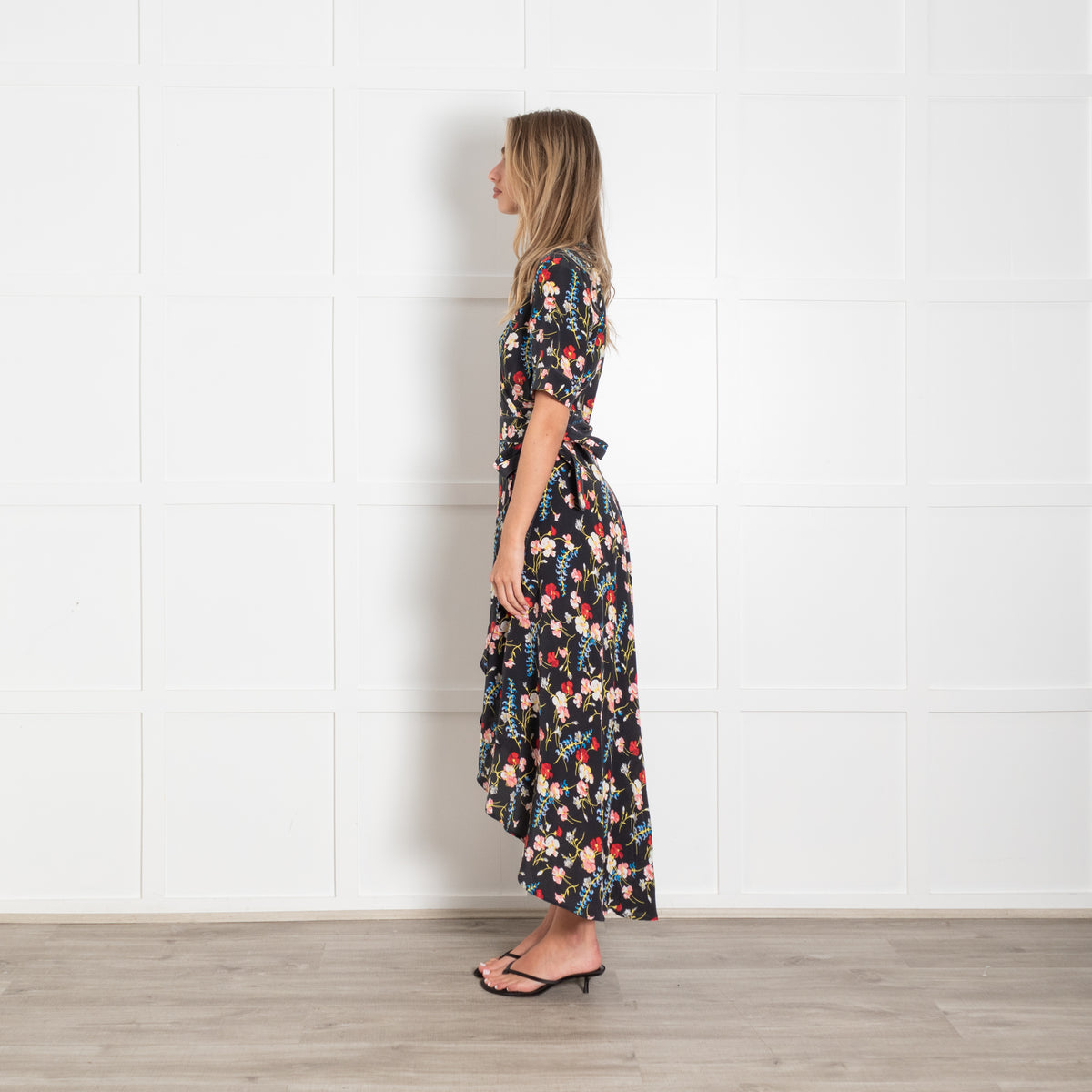 Equipment Imogene Black Floral Print Silk Dress