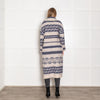 Hale Bob Blue And White Fringed Long Cardigan
