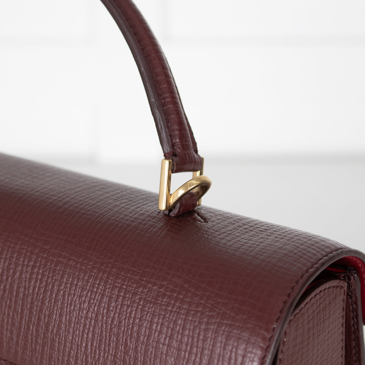 Anya Hindmarch Crosshatch Borolo Red Mortimer Top Handle Bag