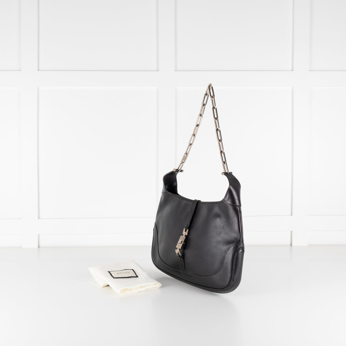 Gucci Black Silver Chain Jackie Shoulder Bag