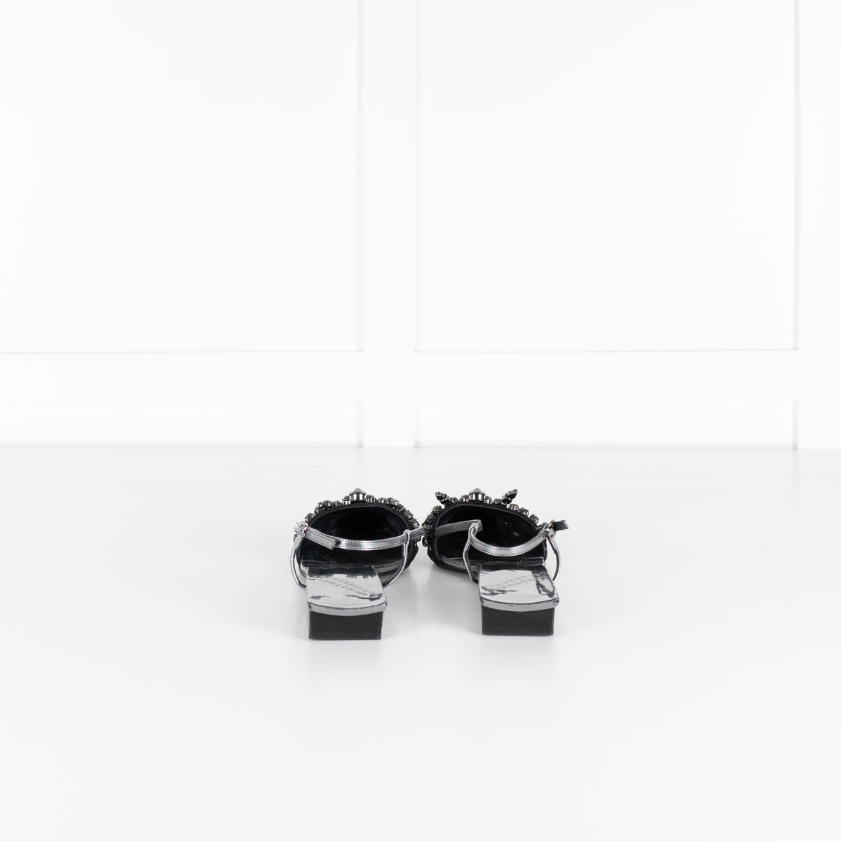 Dorothy Schumacher Summer Ballerina Jewelled Black Suede Sling Back Pump