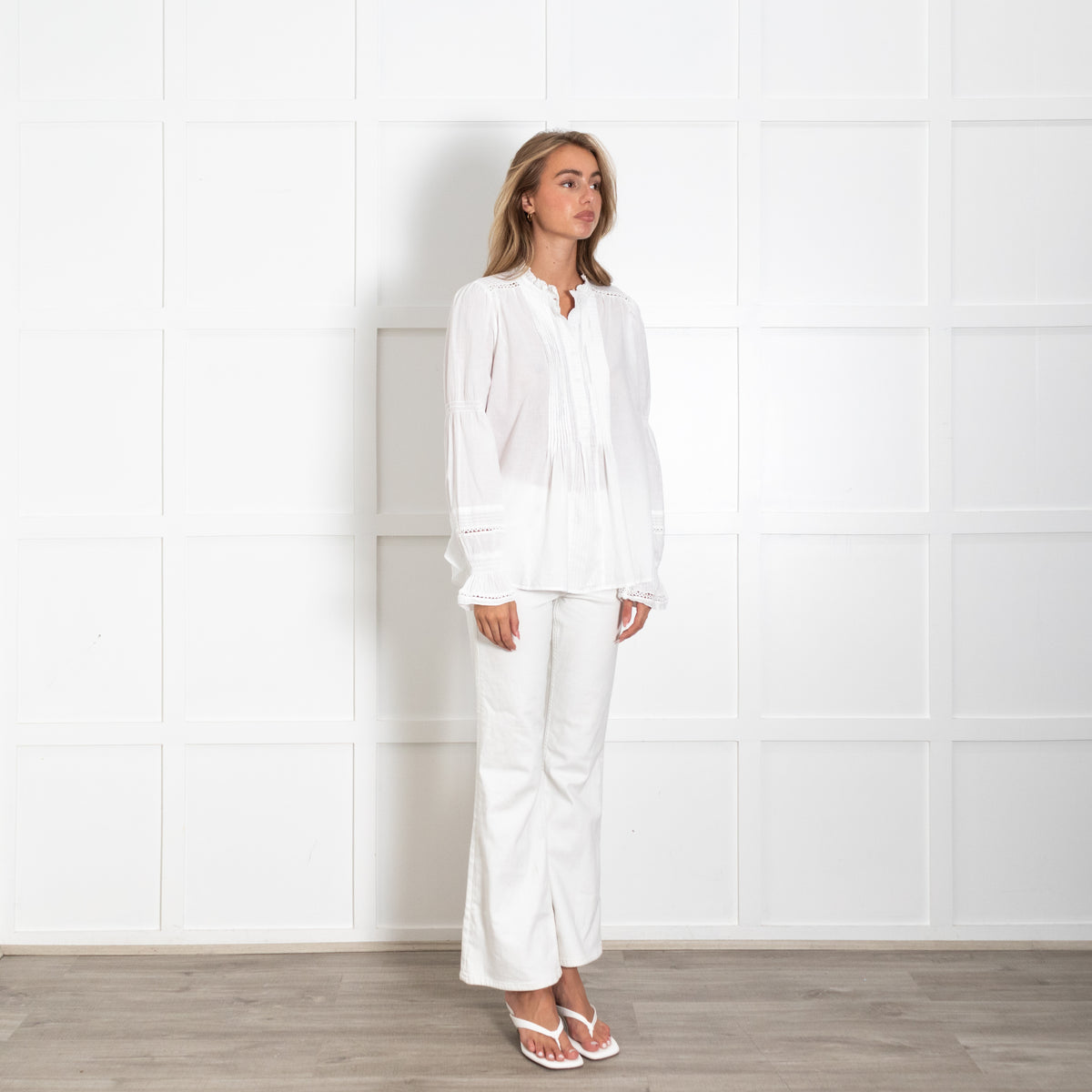 Me + Em White Shirt With Frill Neck