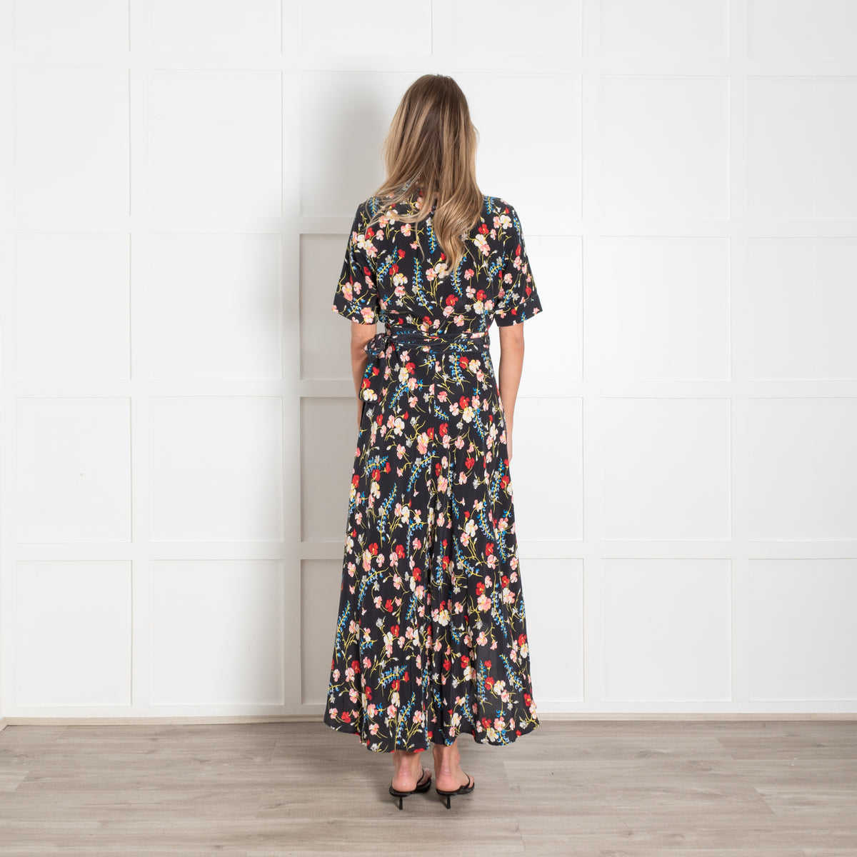 Equipment Imogene Black Floral Print Silk Dress