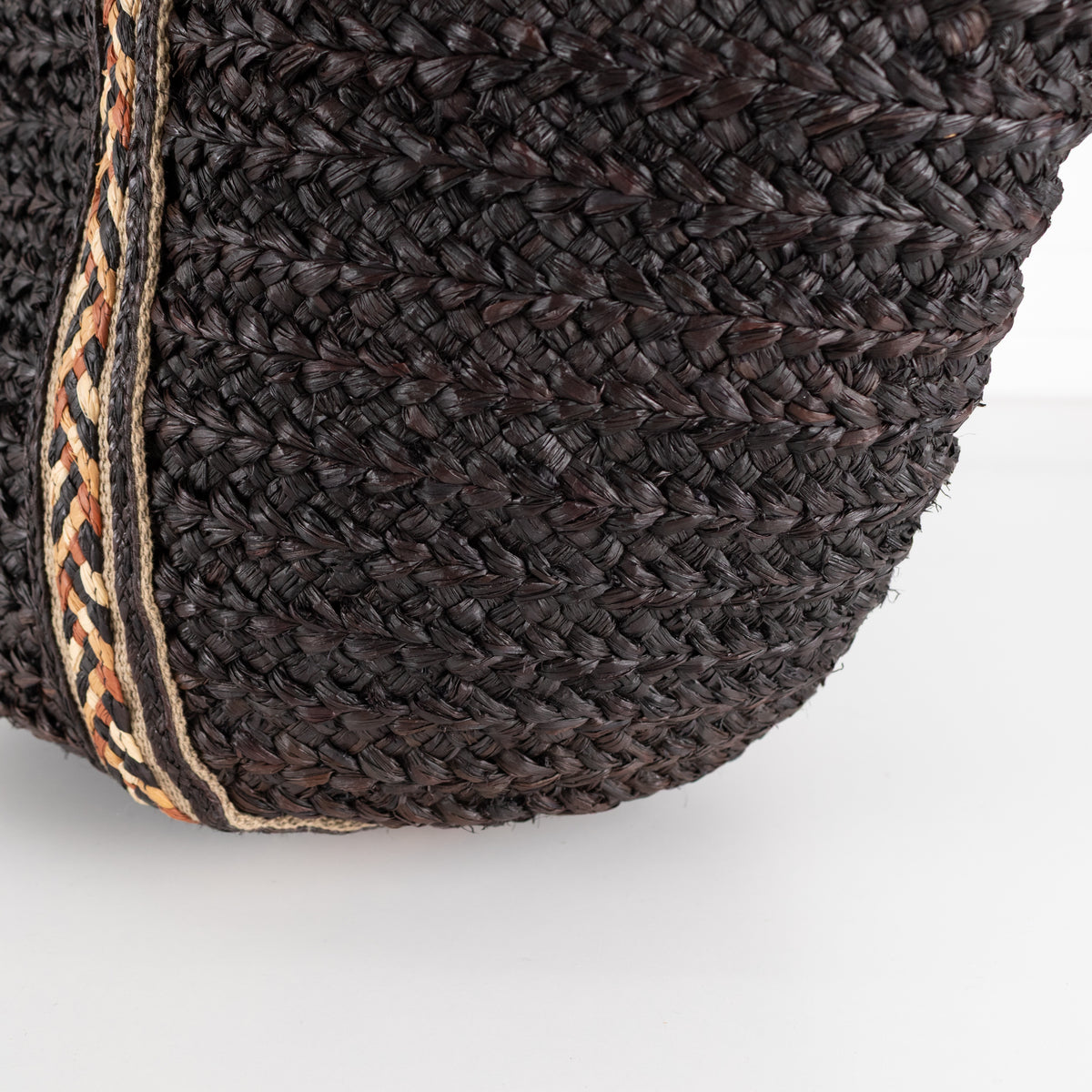 Sans Arcidet Chocolate Brown Woven Straw Tote Bag With Braided Handles