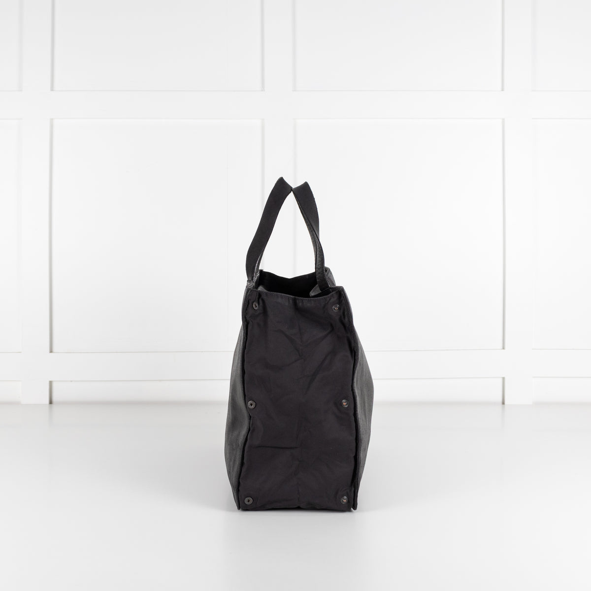 Jil Sander Black Leather Nylon Tote Bag