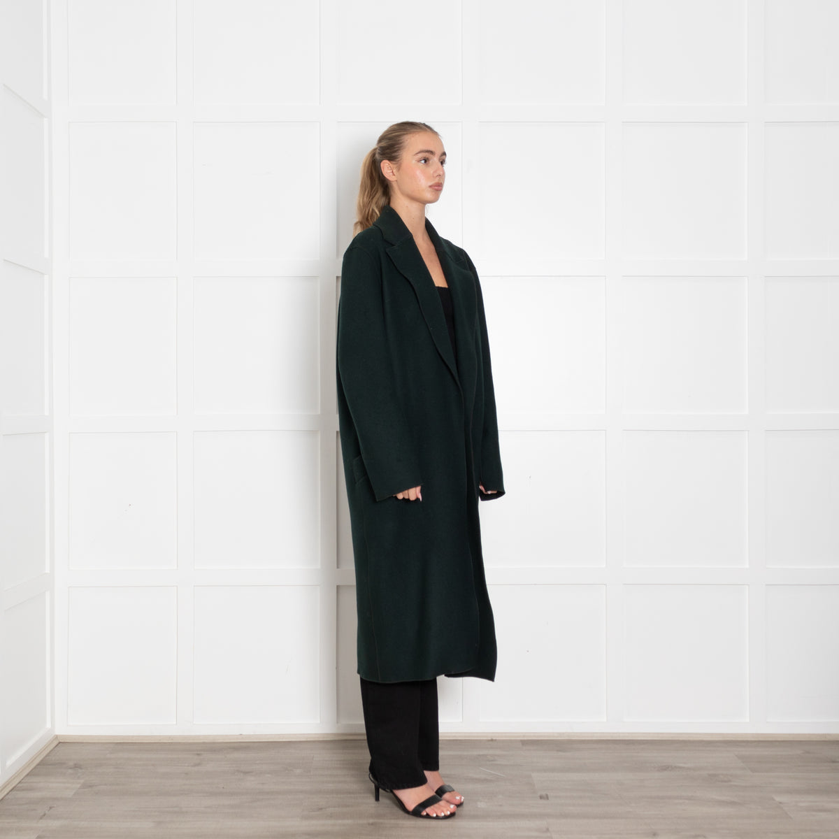 Amanda Wakeley Green Double Face Wool Coat