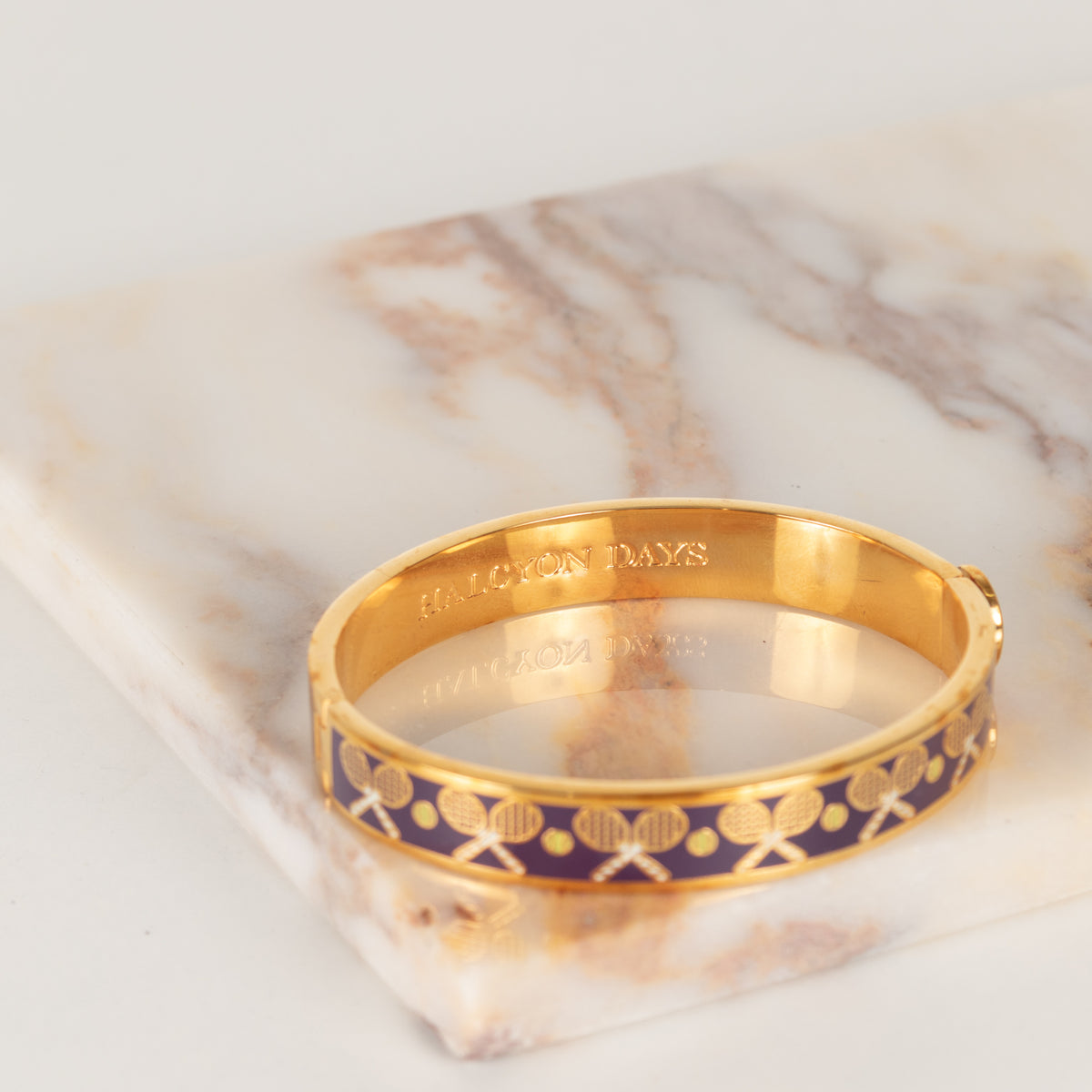 Halcyon Days 18ct Gold Hinged Tennis Bangle