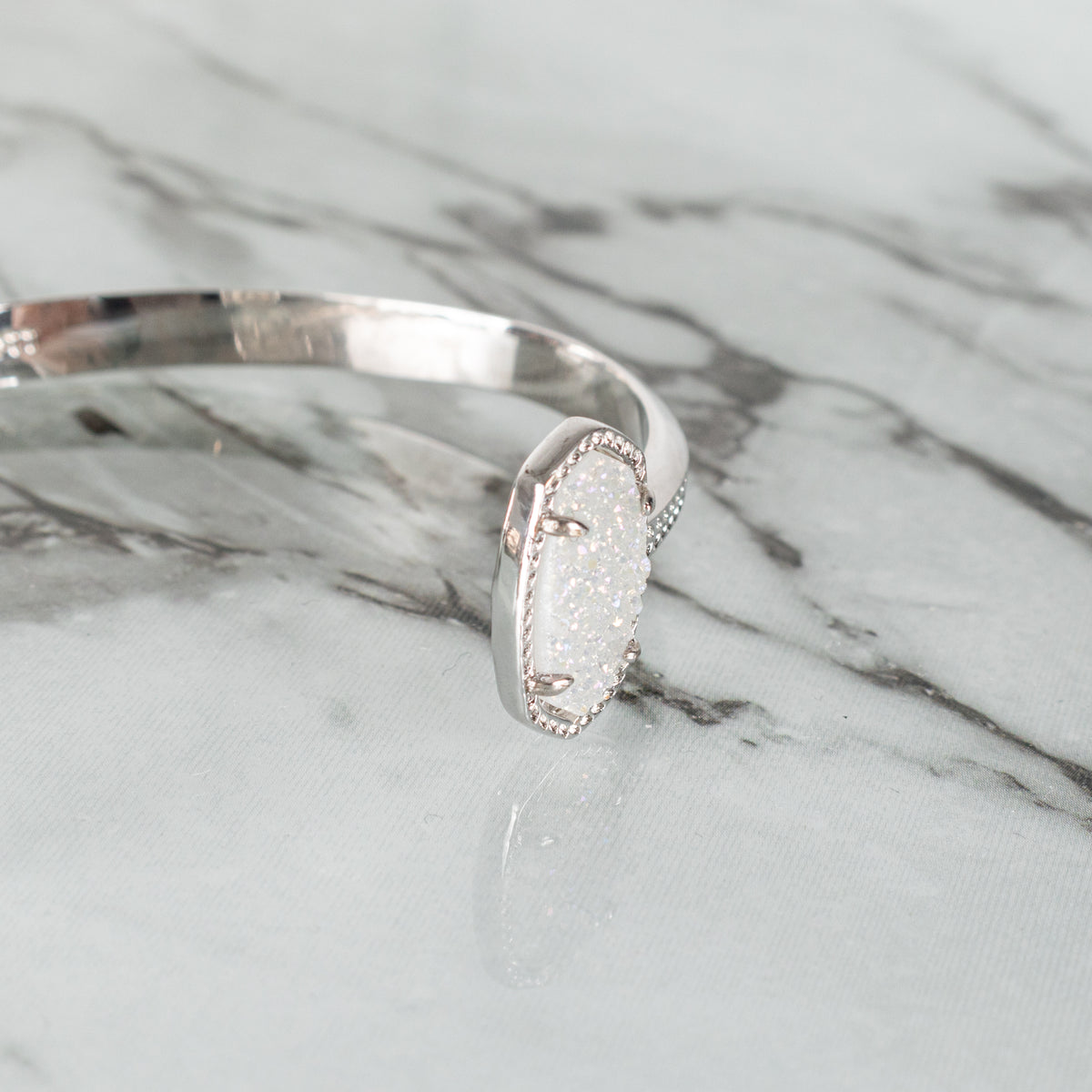 Kendra Scott Silver Elton Cuff Bracelet With White Accents