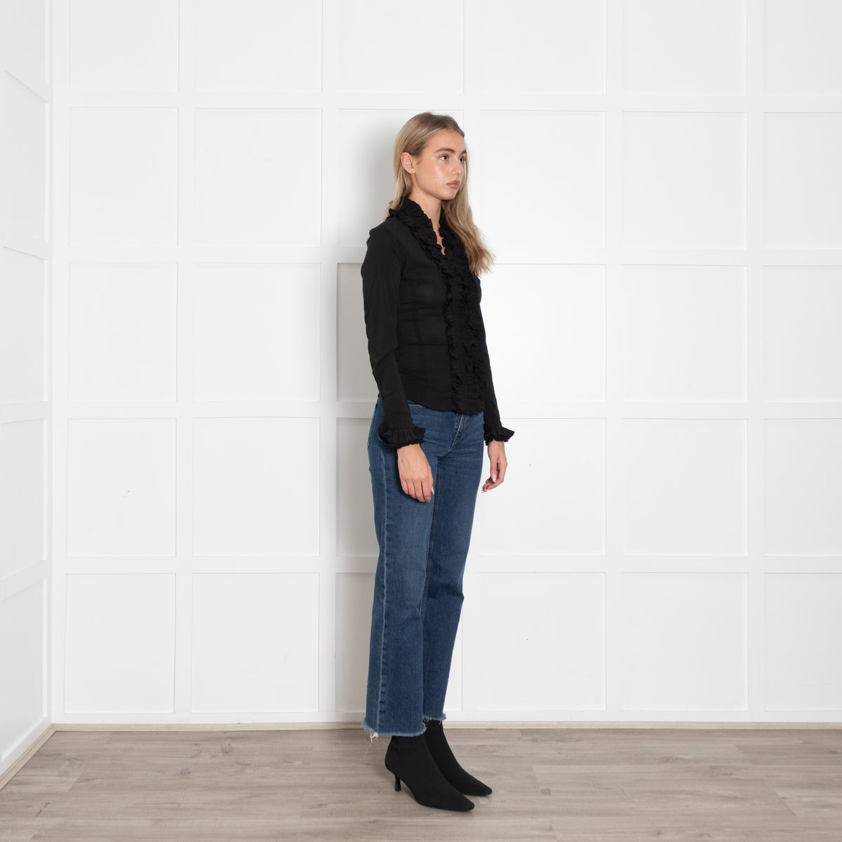 Aavelle Black Ruffle Blouse