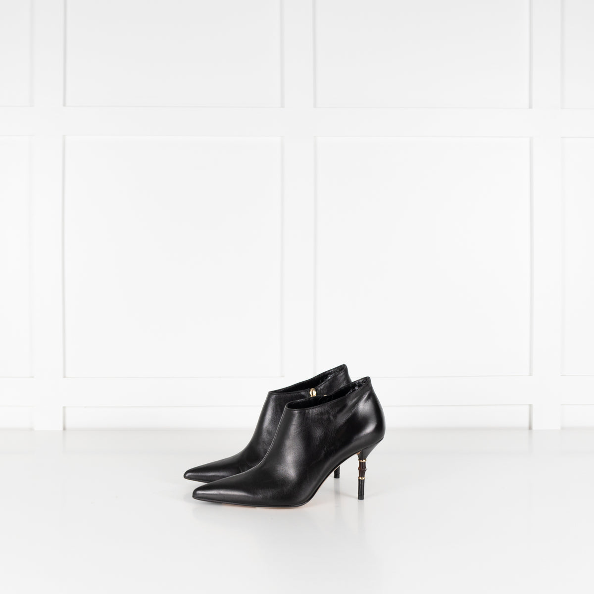 Gucci Black Ankle Boots With Bamboo & Leather Heel