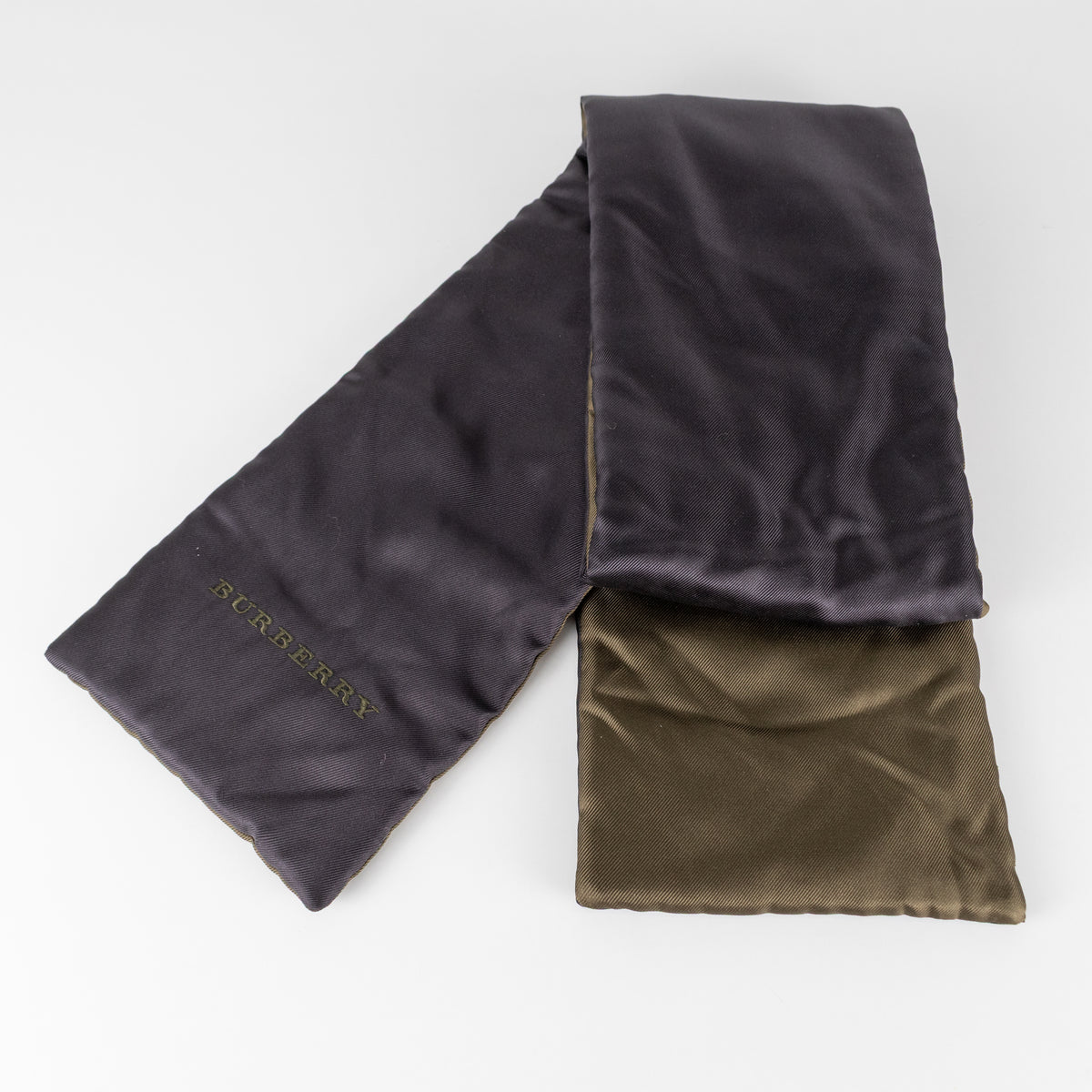 Burberry Dark Olive And Black Padded Long Scarf