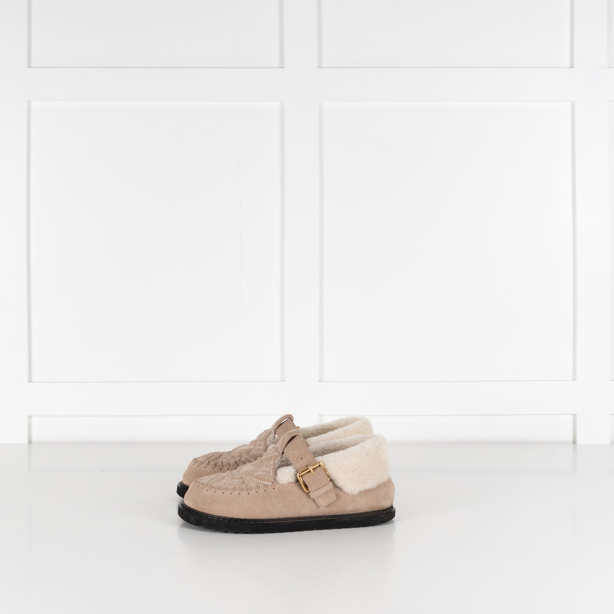 Louis Vuitton Beige Suede Shearling Comfort Mary Janes