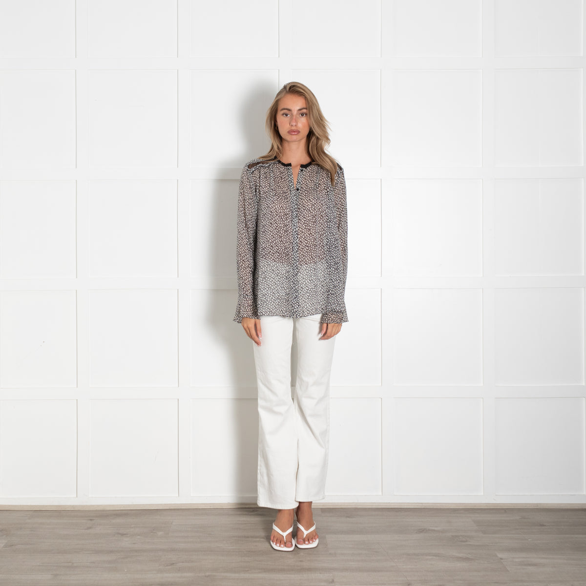 Dorothy Schumacher Silk Long Sleeve Top With Lace Inserts