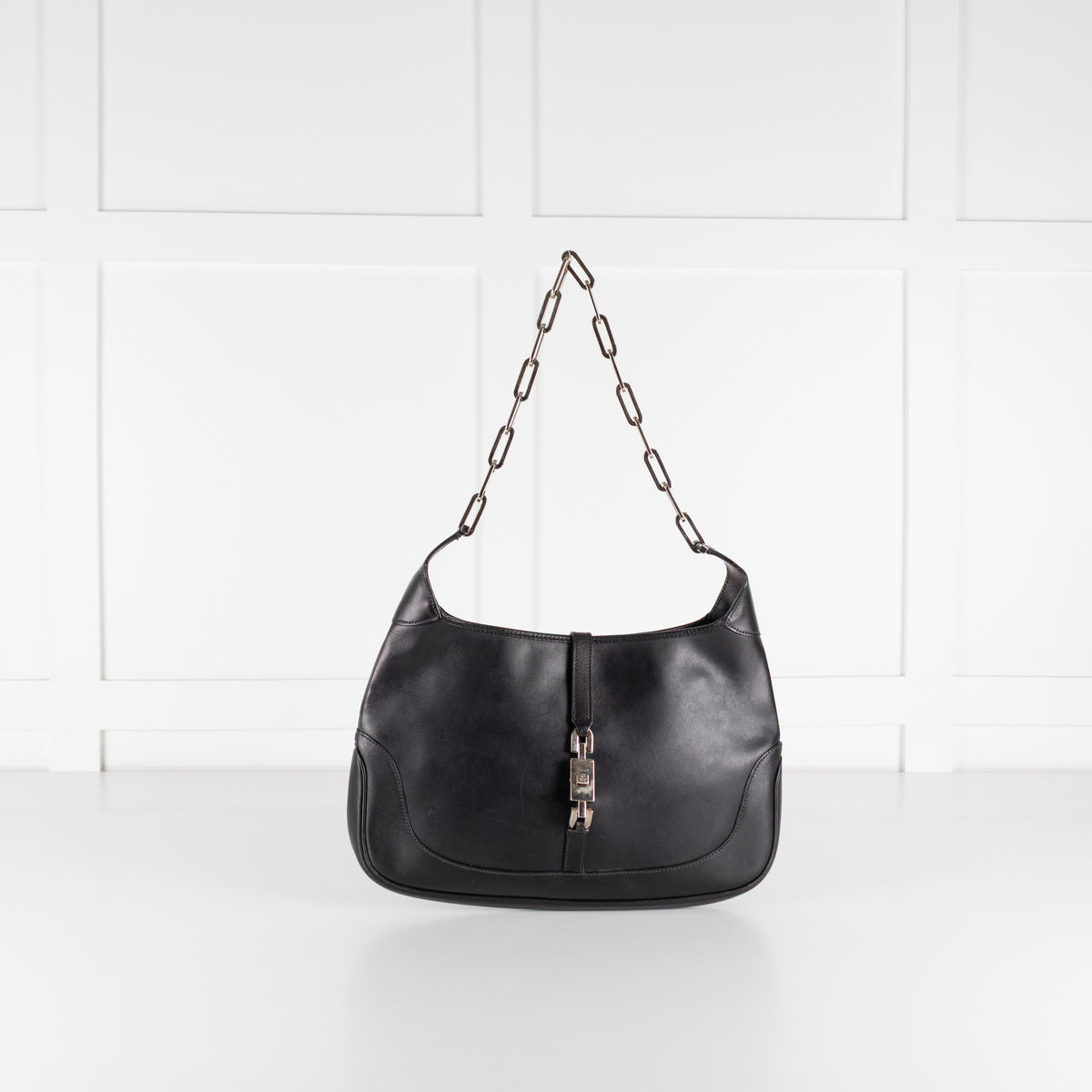Gucci Black Silver Chain Jackie Shoulder Bag