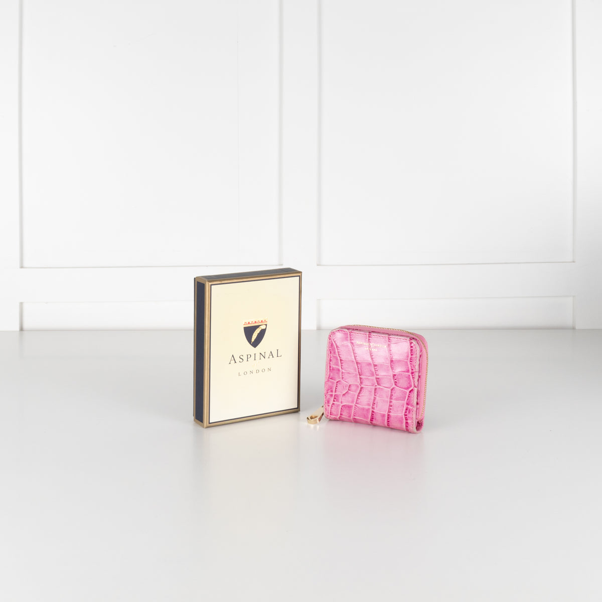Aspinal of London Pink Croc Effect Wallet