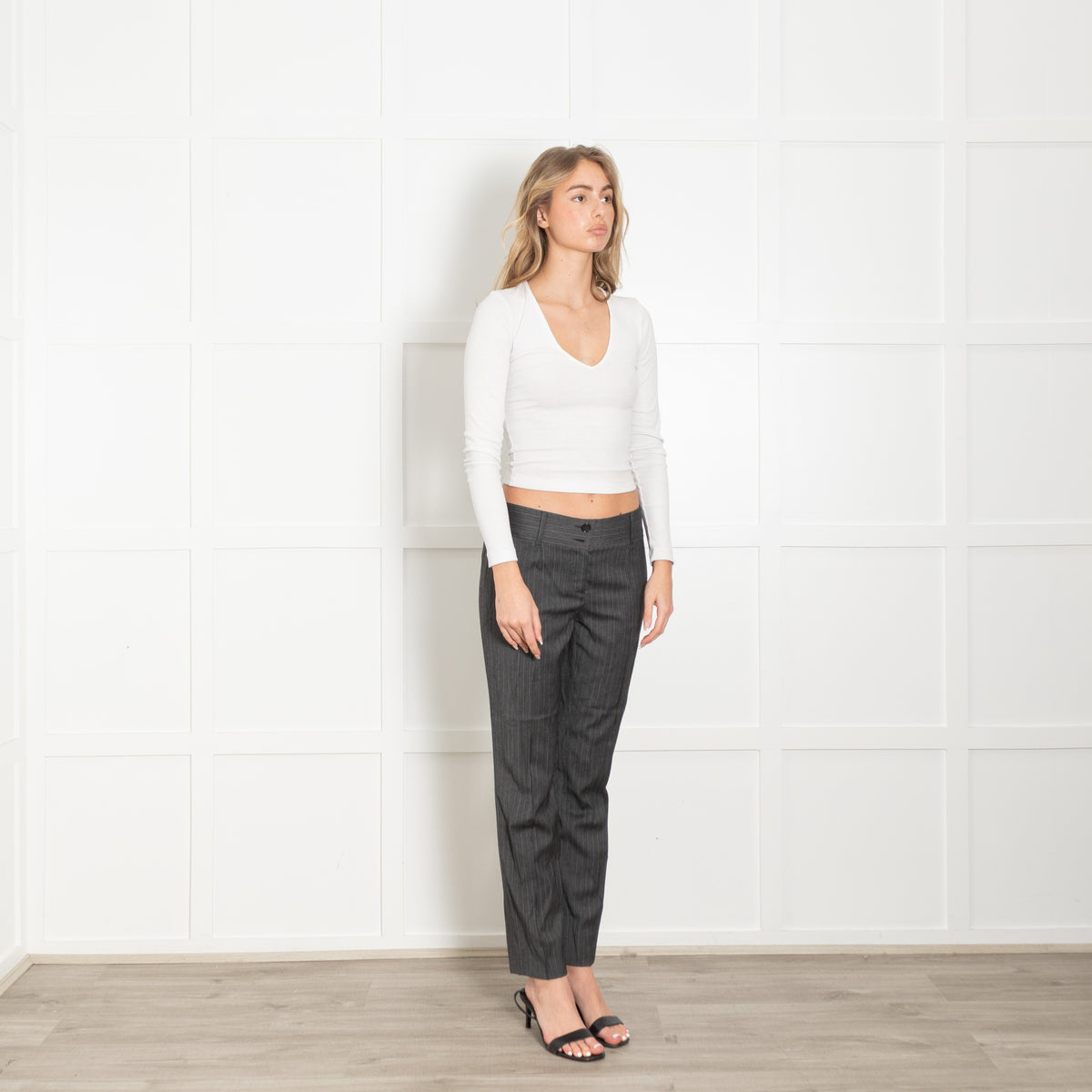 Dolce & Gabbana Grey Pinstripe Slim Leg Trousers