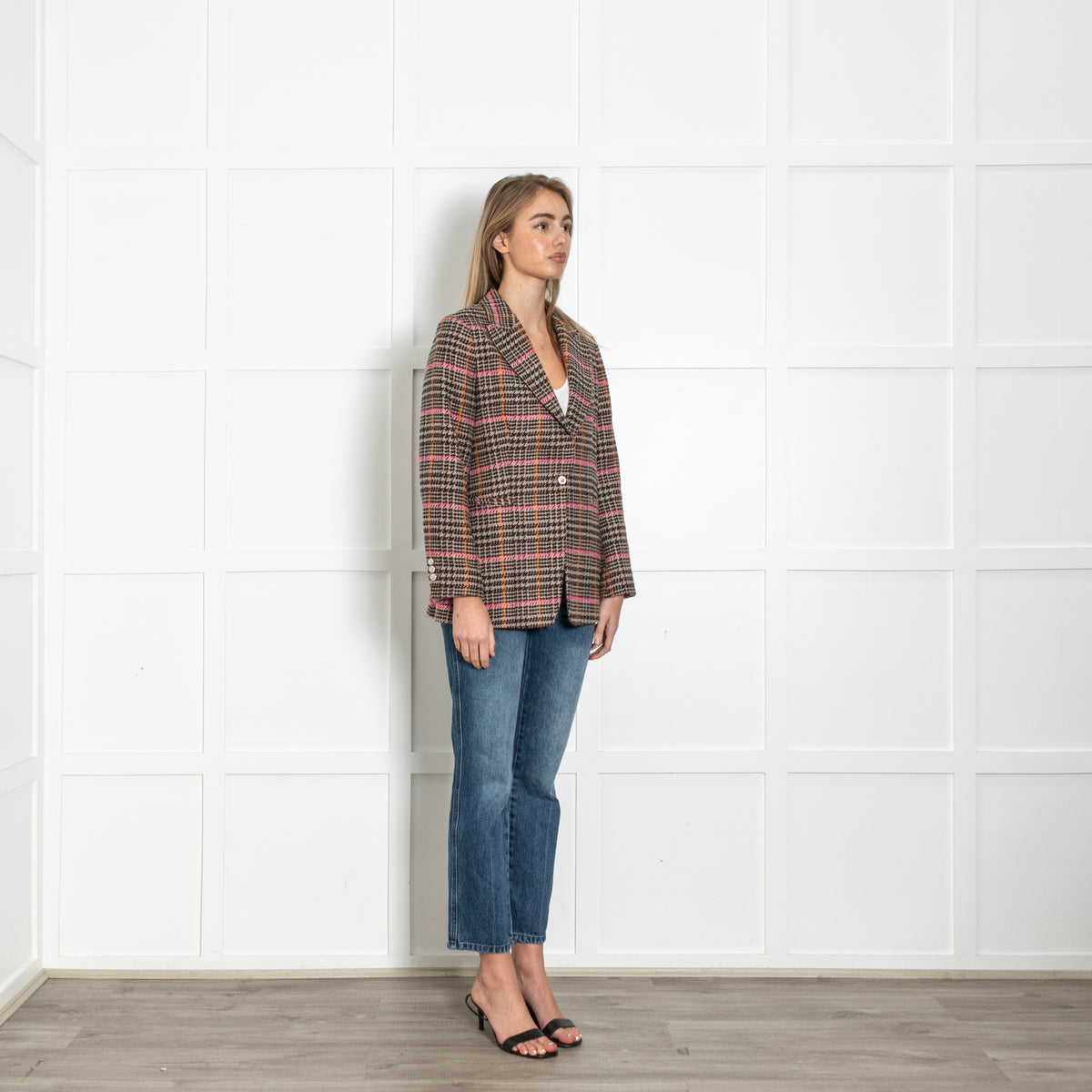 Vilagallo Pink & Brown Tweed Wool Mix Jacket