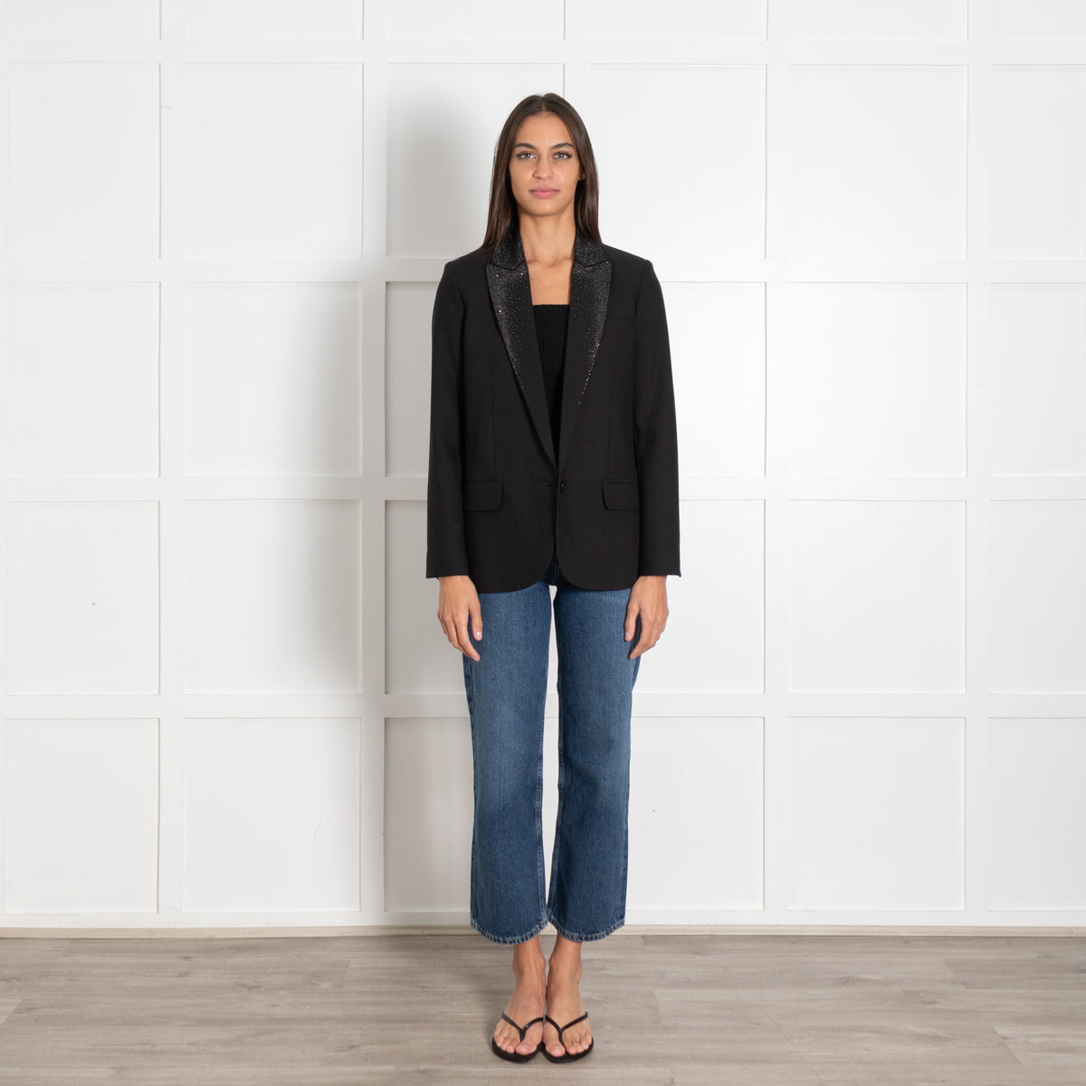 Zadig & Voltaire Preloved Black Rhinestone Embellished Blazer
