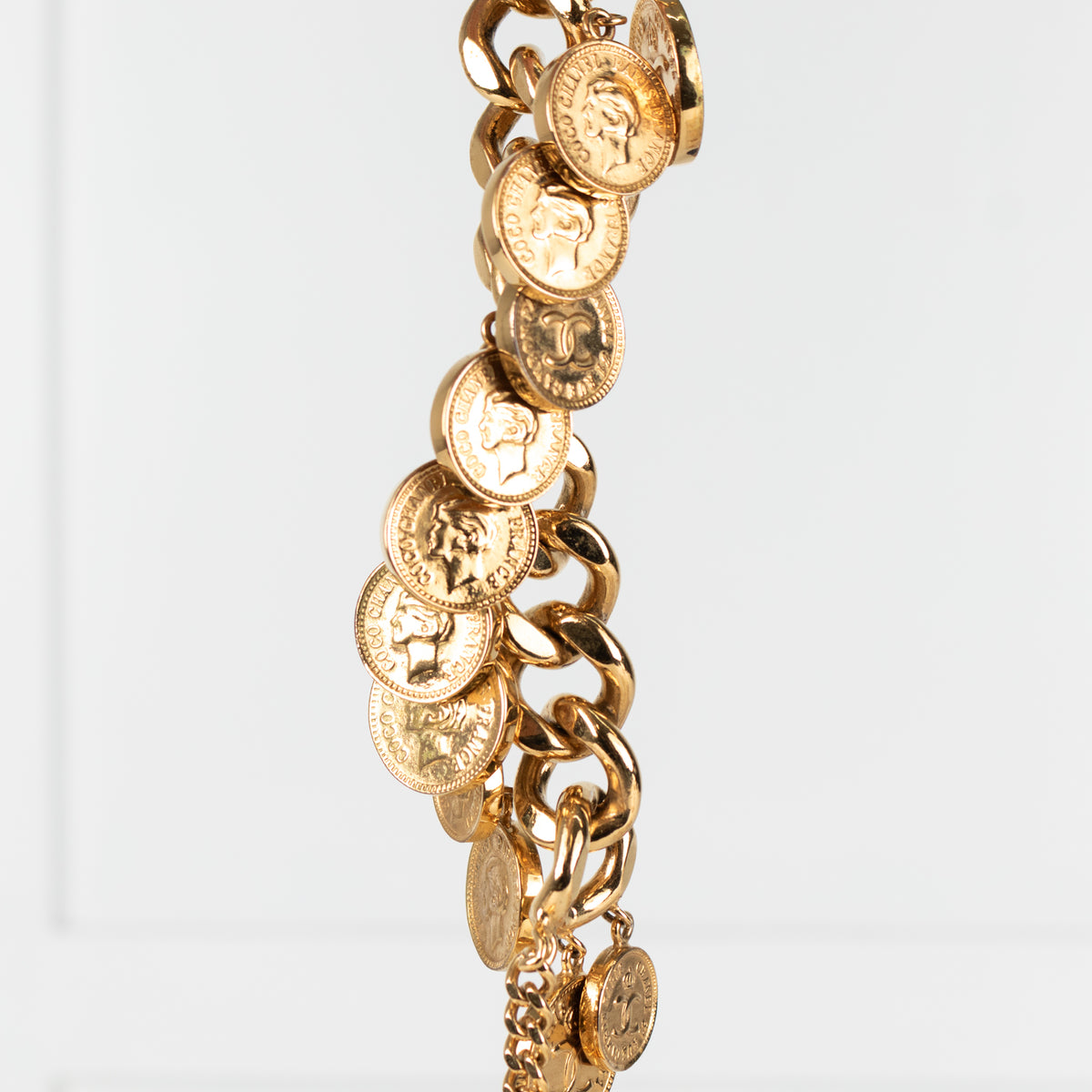 Chanel Gold Coco Mark Coin Motif Bracelet