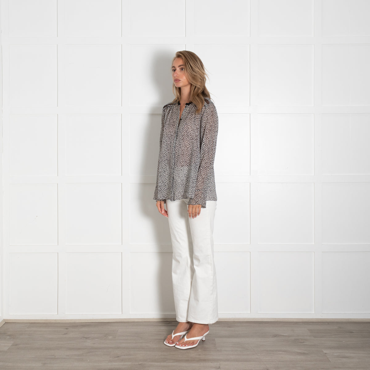 Dorothy Schumacher Silk Long Sleeve Top With Lace Inserts