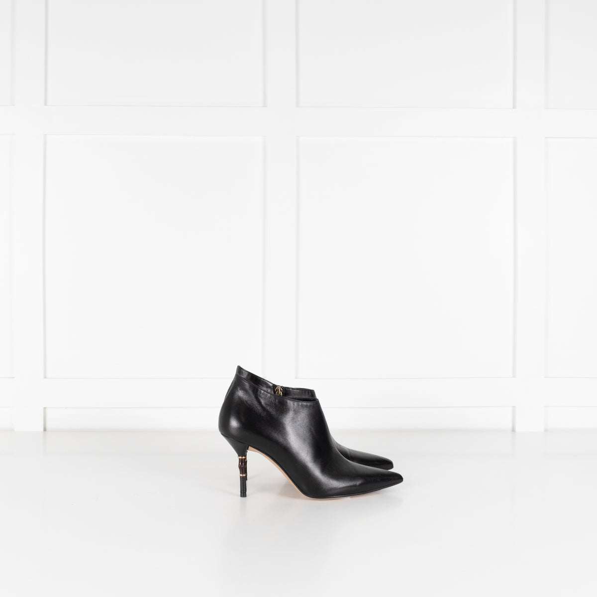 Gucci Black Ankle Boots With Bamboo & Leather Heel