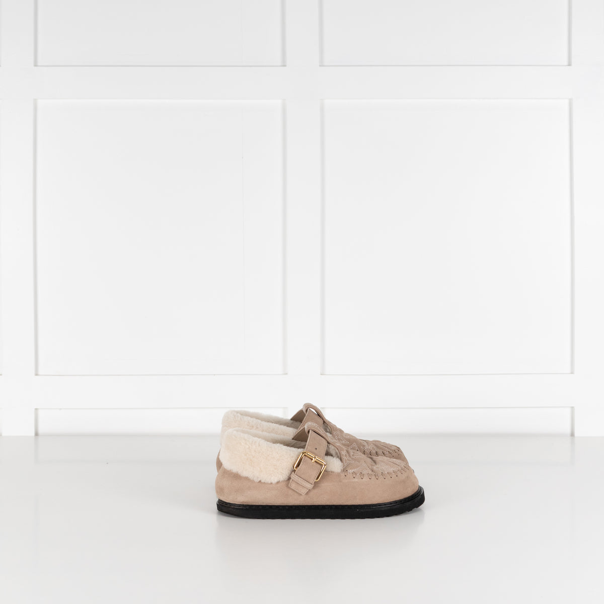 Louis Vuitton Beige Suede Shearling Comfort Mary Janes