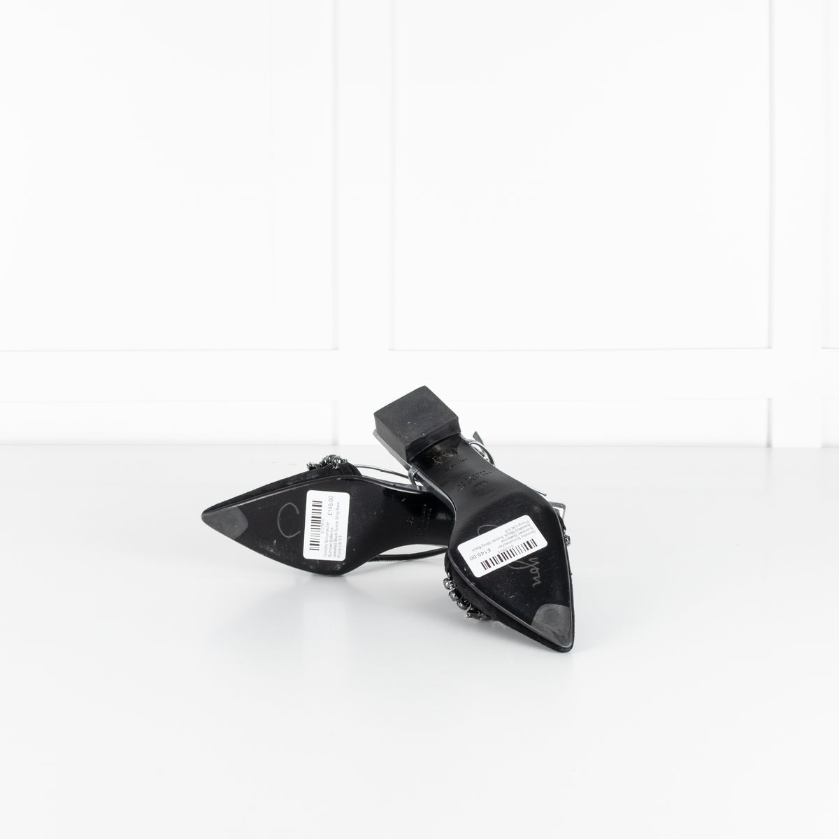 Dorothy Schumacher Summer Ballerina Jewelled Black Suede Sling Back Pump