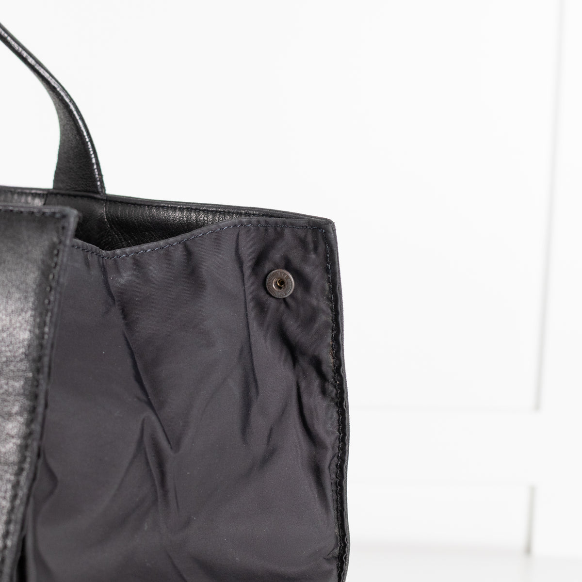 Jil Sander Black Leather Nylon Tote Bag