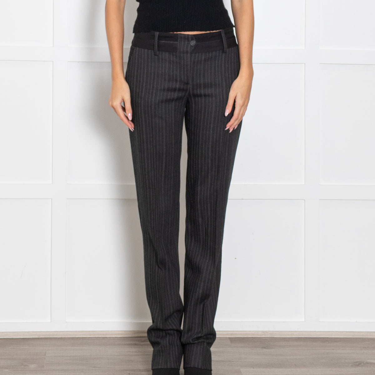 Dolce & Gabbana Dark Grey Cream Pin Stripe Trouser Suit