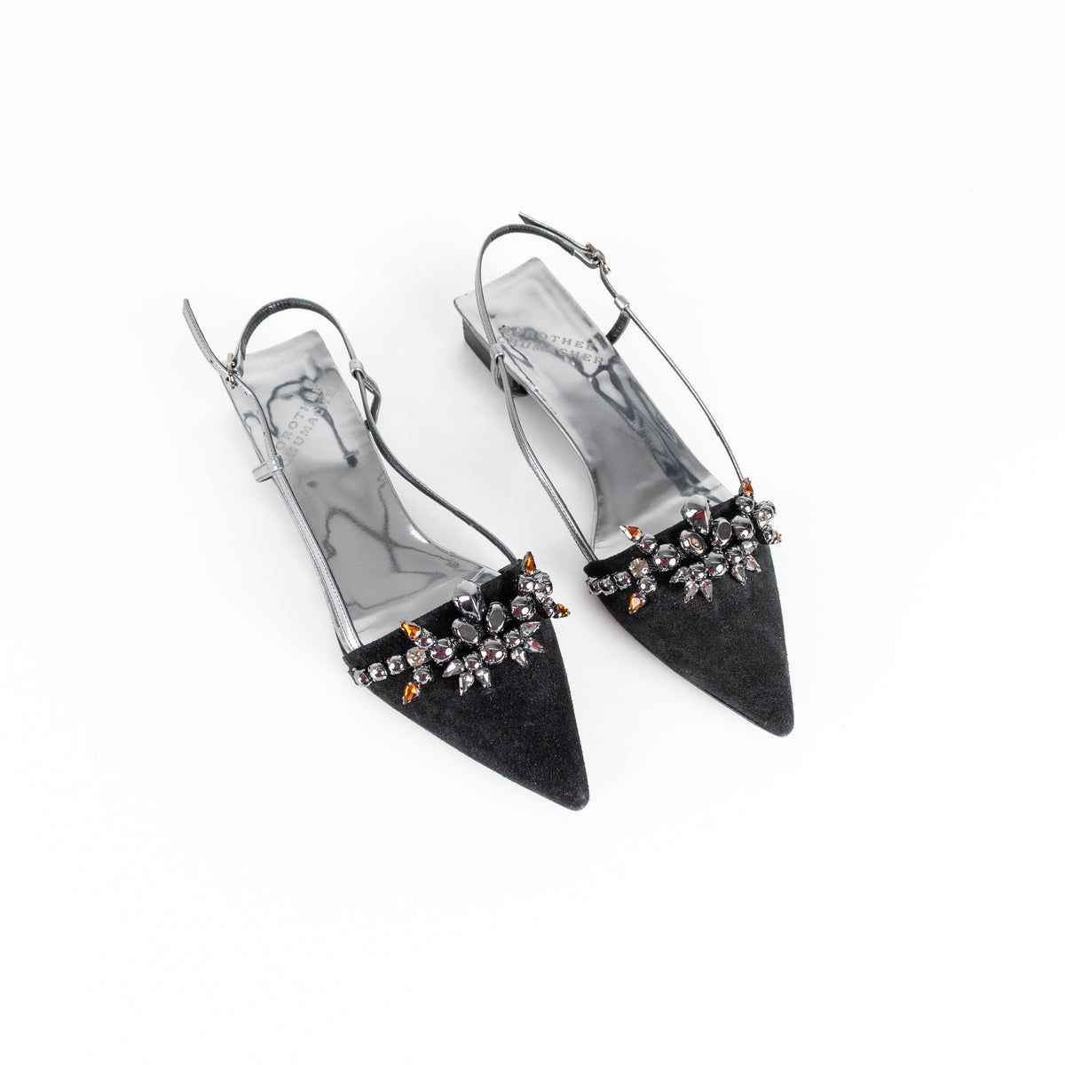 Dorothy Schumacher Summer Ballerina Jewelled Black Suede Sling Back Pump