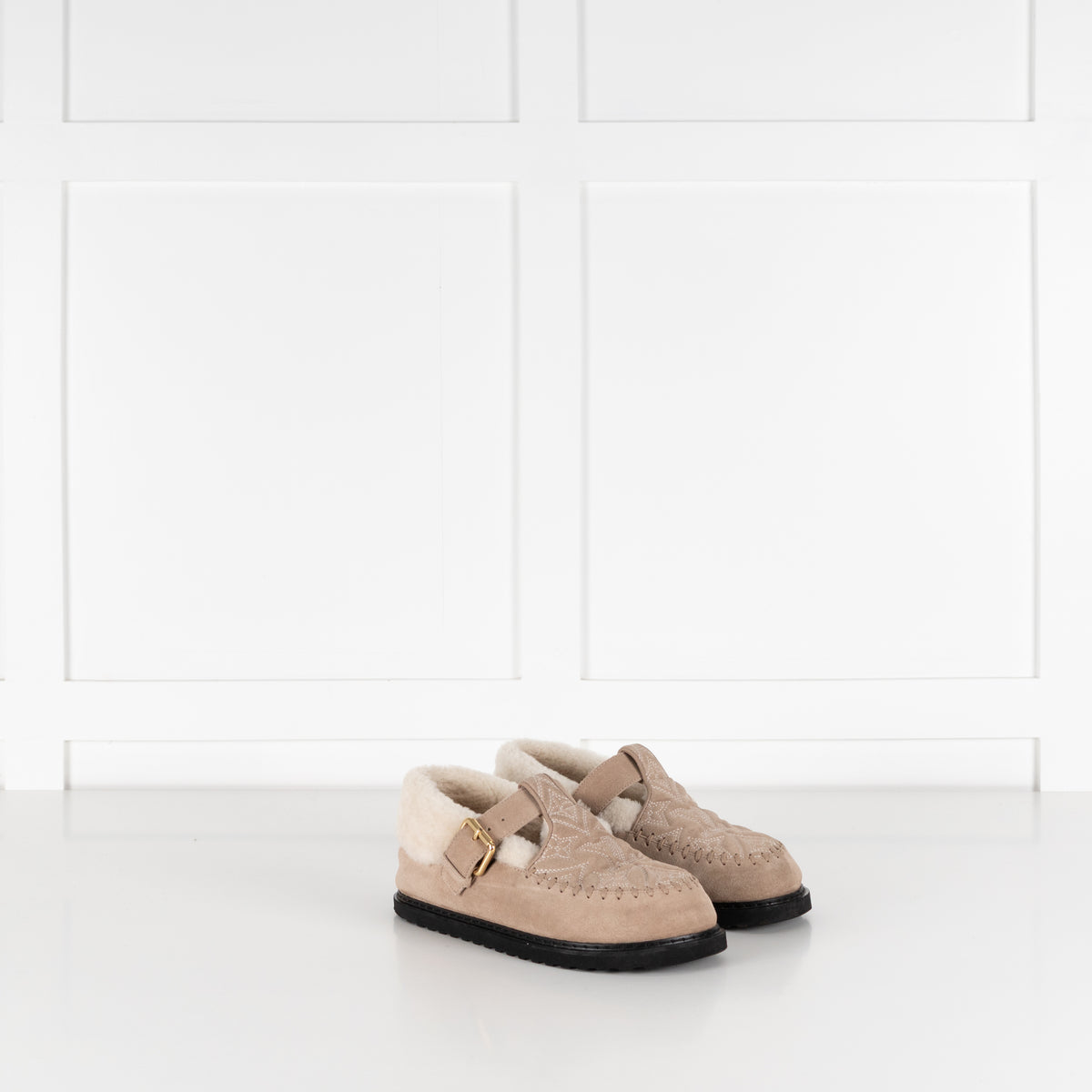 Louis Vuitton Beige Suede Shearling Comfort Mary Janes