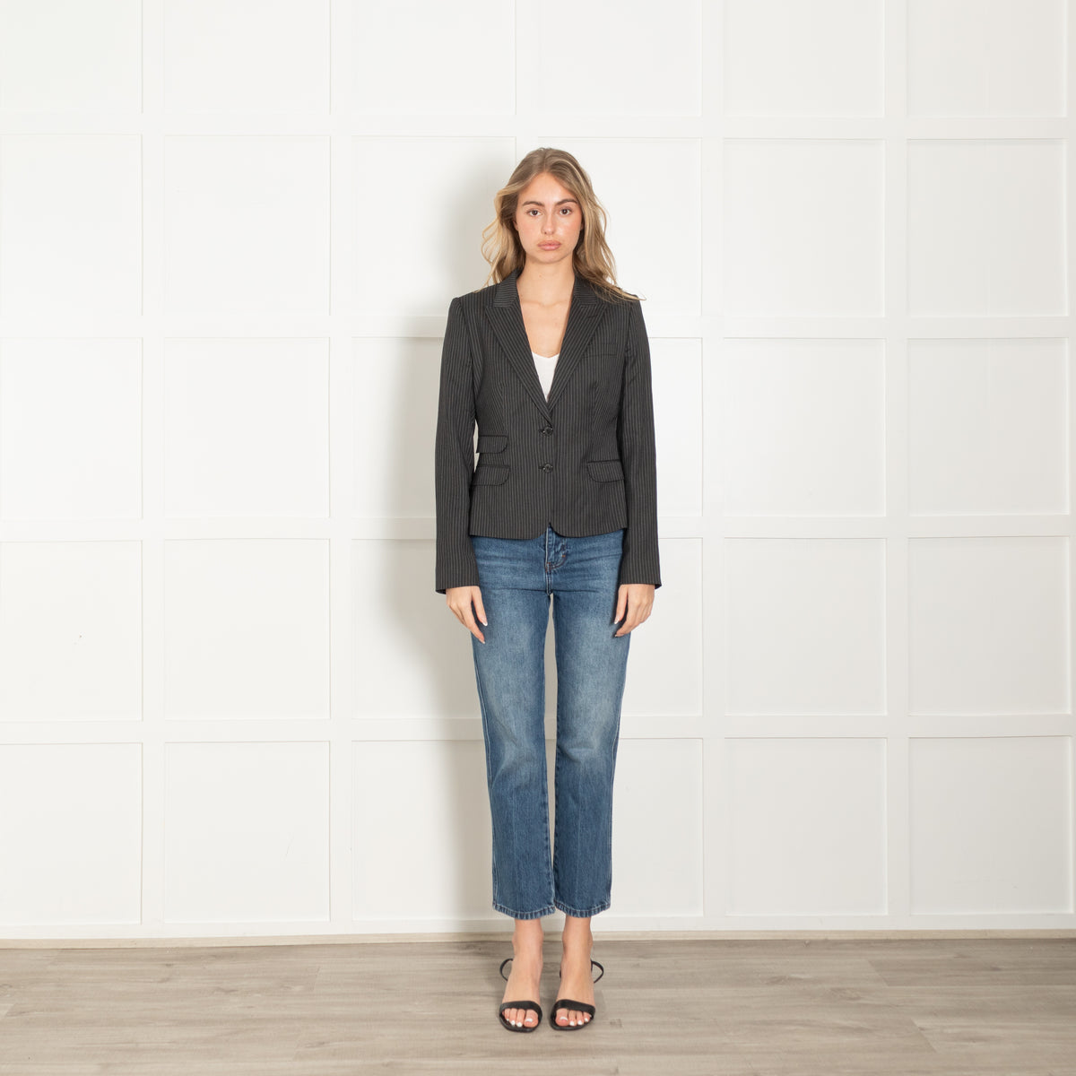 Dolce & Gabbana Grey Pinstripe Short Blazer Jacket