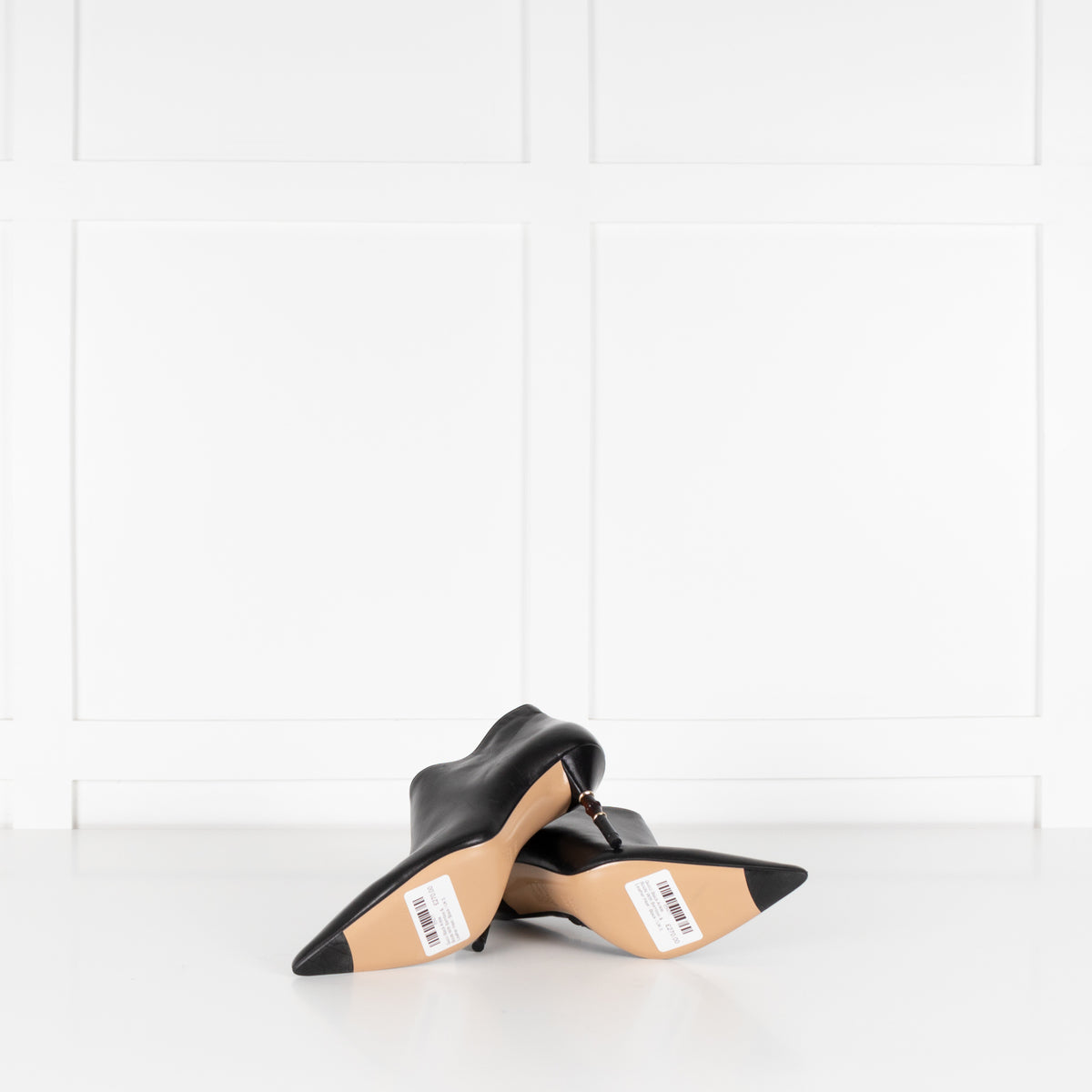 Gucci Black Ankle Boots With Bamboo & Leather Heel