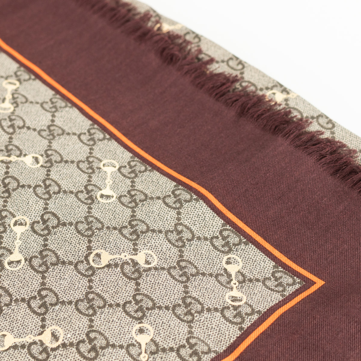 Gucci Brown Monogram Foiled Horsebit Scarf