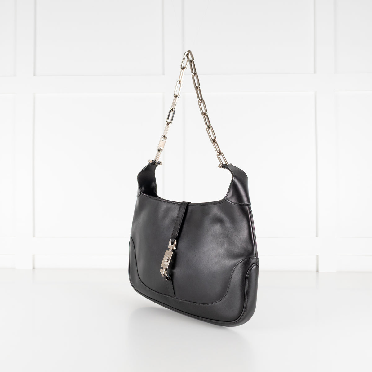 Gucci Black Silver Chain Jackie Shoulder Bag