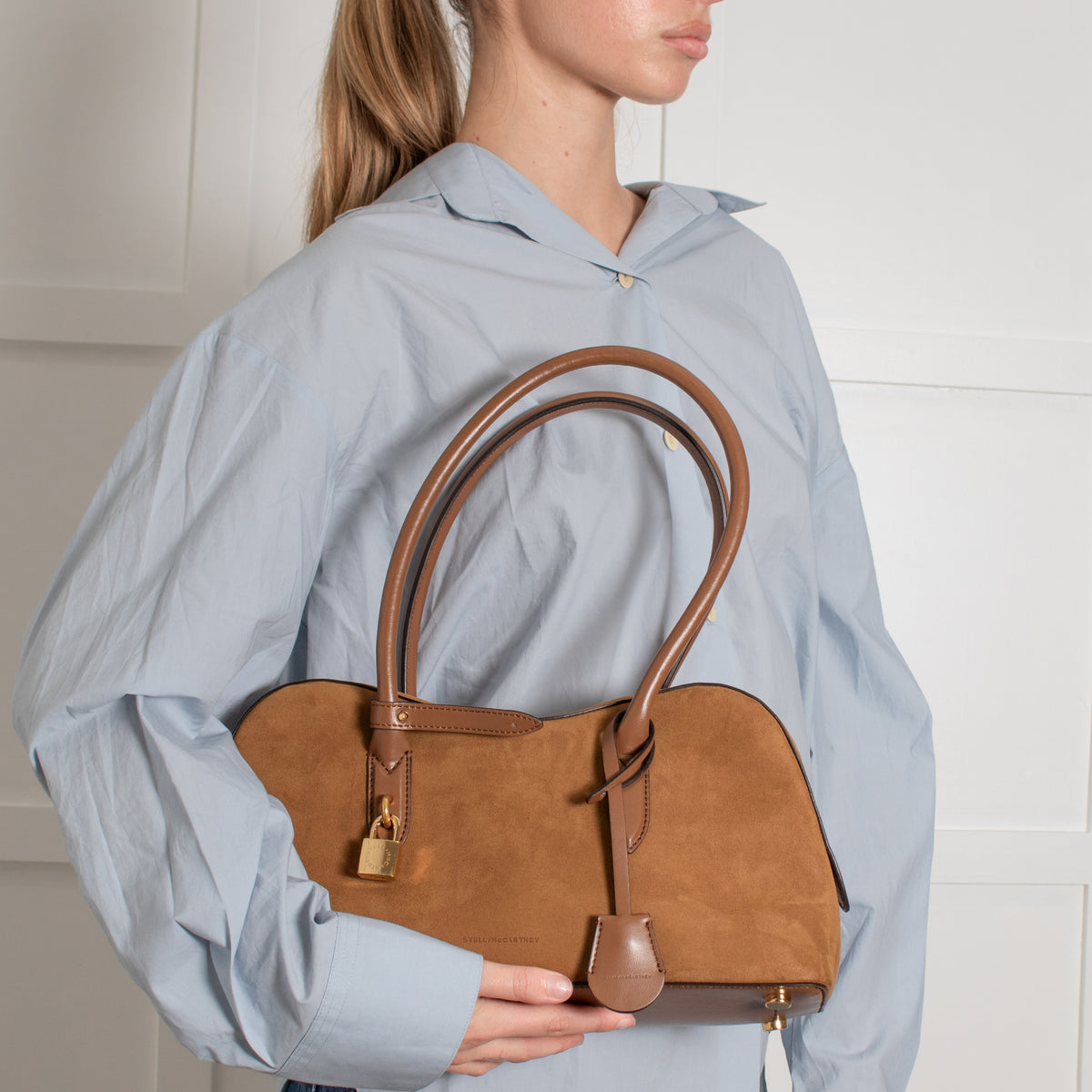 Stella McCartney Tan Ryder Faux Suede Shoulder Bag