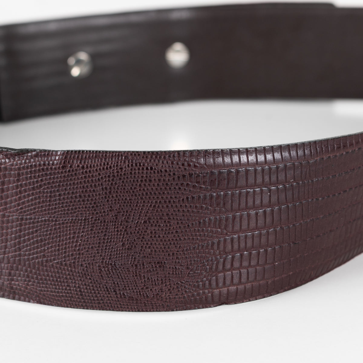Kenzo Brown Embossed Leather Metal Needle Detail Wide Belt