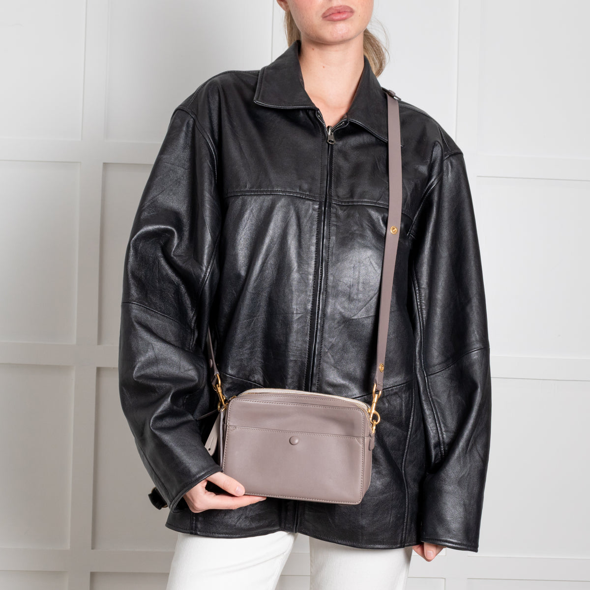 Anya Hindmarch Grey Tri-Toned Zipped Crossbody Bag