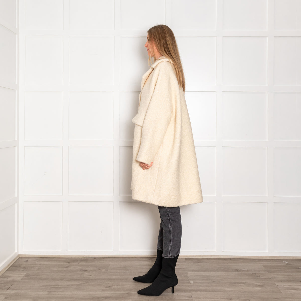 Ganni Butter Cream Boucle Oversized Coat